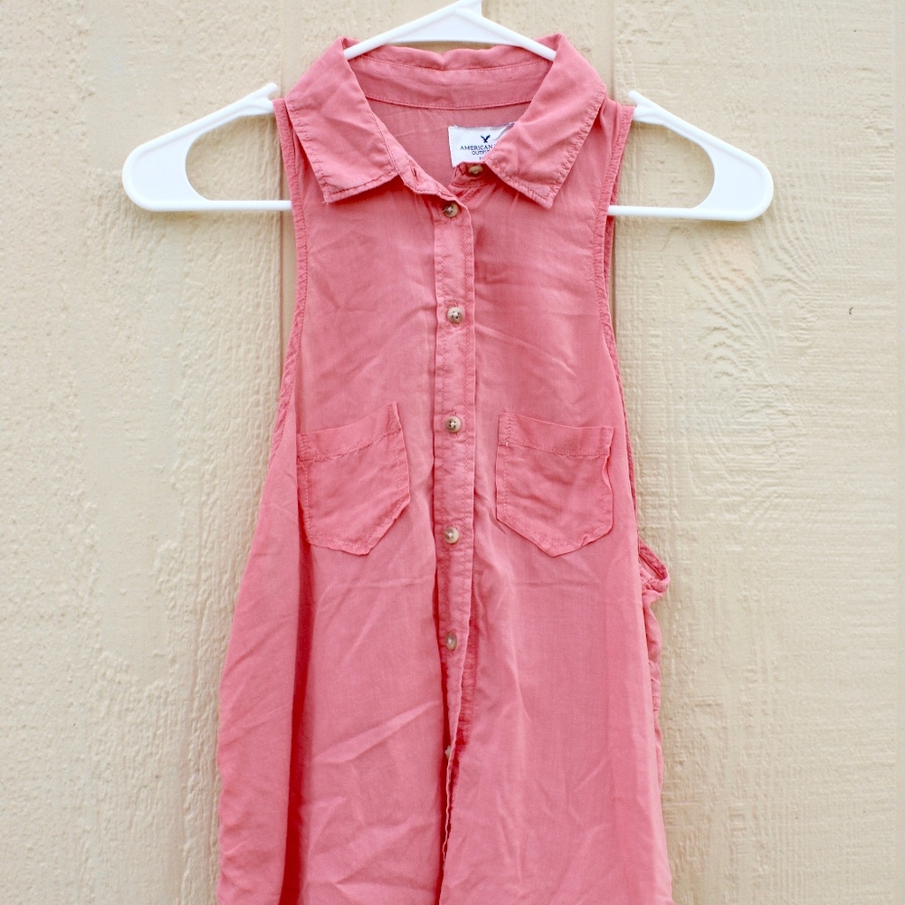 Peach button down shirt